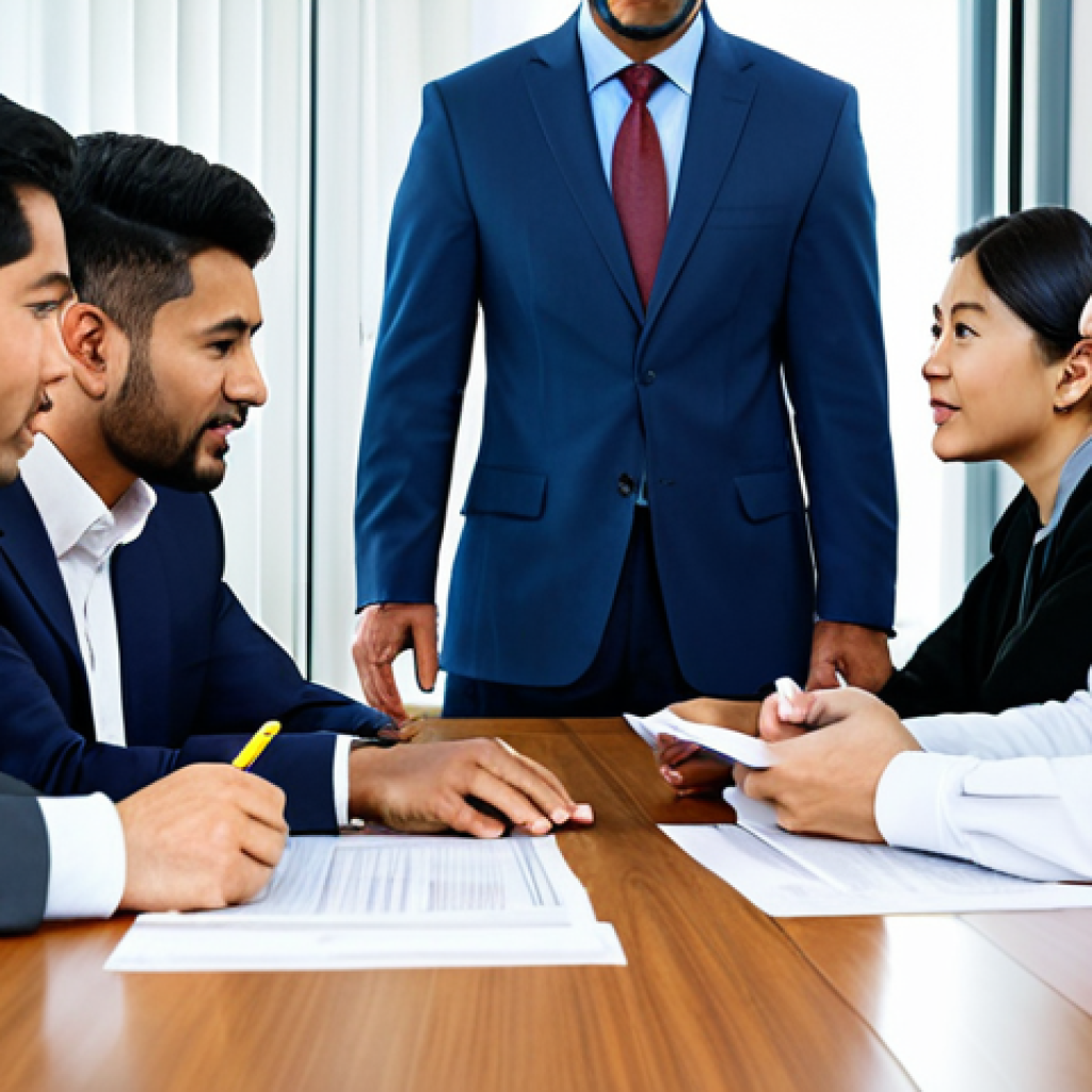 A diverse group of professional business executives, including individuals of Middle Eastern and East Asian appearance, fully clothed in modest business suits and appropriate attire, engaged in a respectful negotiation in a sophisticated, well-lit modern conference room. They are seated at a large, polished table, reviewing documents and interacting cordially, emphasizing cross-cultural understanding and the building of long-term trust. The atmosphere is collaborative and professional. perfect anatomy, correct proportions, natural pose, well-formed hands, proper finger count, natural body proportions, professional photography, high resolution, detailed, studio lighting, safe for work, appropriate content, fully clothed, professional.
