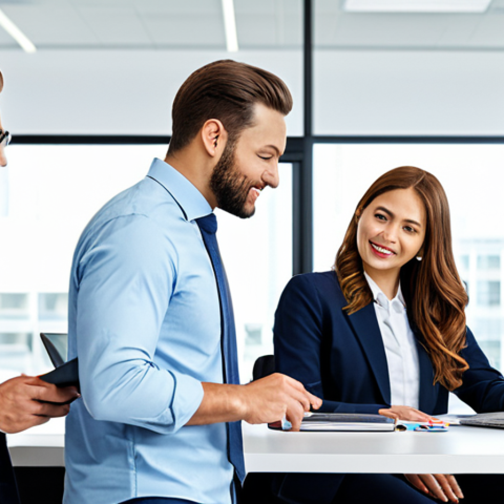 글로벌 비즈니스 글로벌화 이해 - **Image:** A diverse team of professionals collaborating in a modern office setting, fully clothed i...