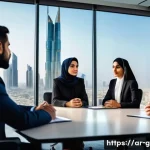 글로벌 비즈니스 분야 자격증 취득 과정 - A professional international business negotiation scene featuring a diverse group of men and women f...