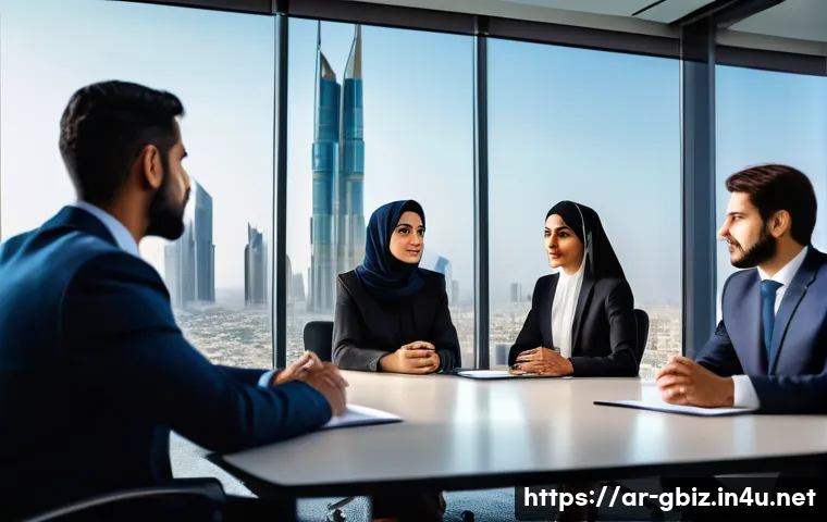 글로벌 비즈니스 분야 자격증 취득 과정 - A professional international business negotiation scene featuring a diverse group of men and women f...